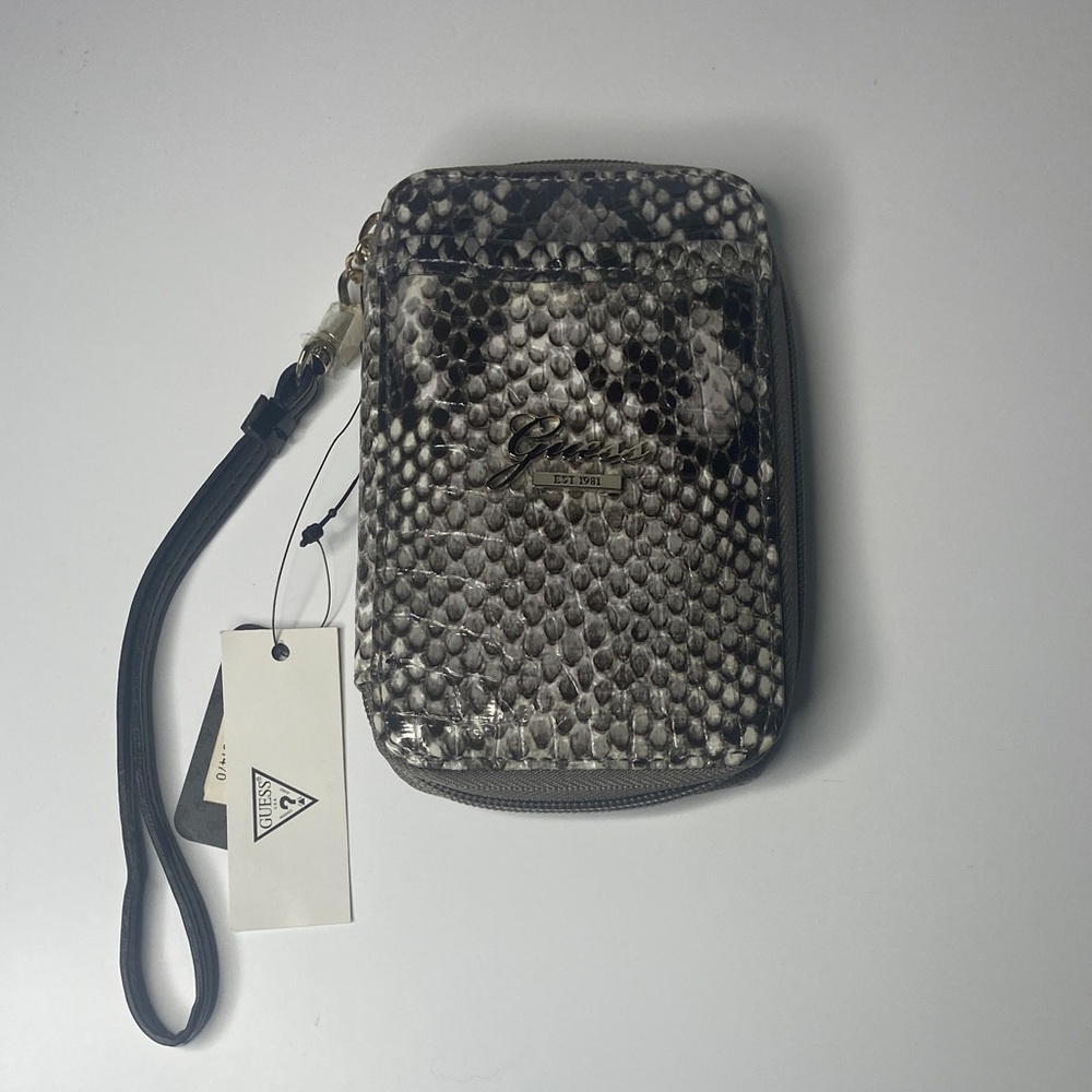 Guess Black and White Snake Pattern Wristlet